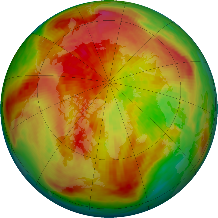 Arctic ozone map for 19 March 1991